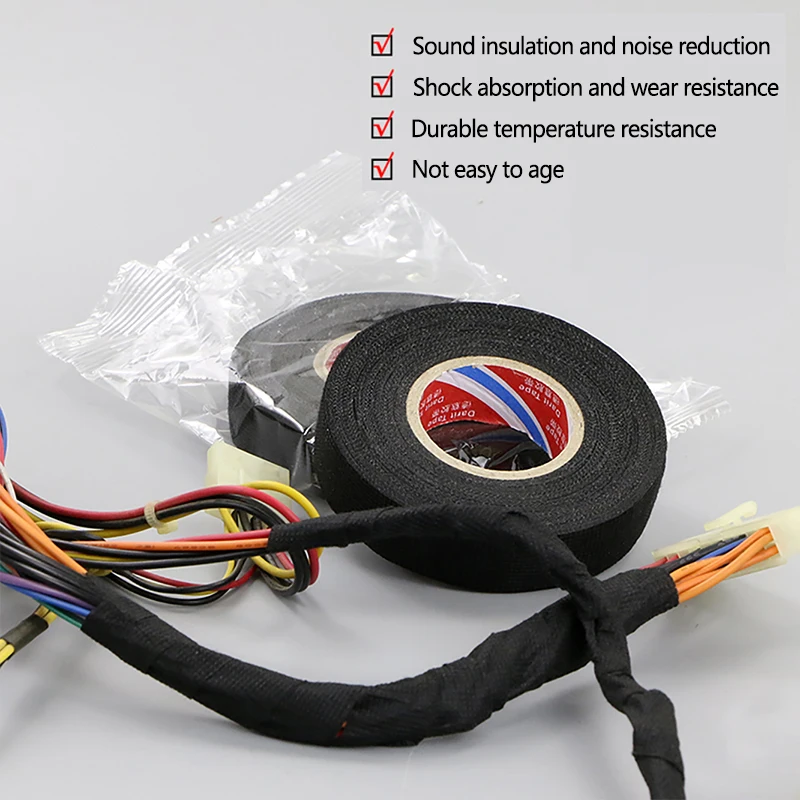 

New Tesa Type Black Coroplast Strong Adhesive Adhesive Cloth Tape For Cable Fabric Wiring Width 9/15/19/25/32MM Length15M