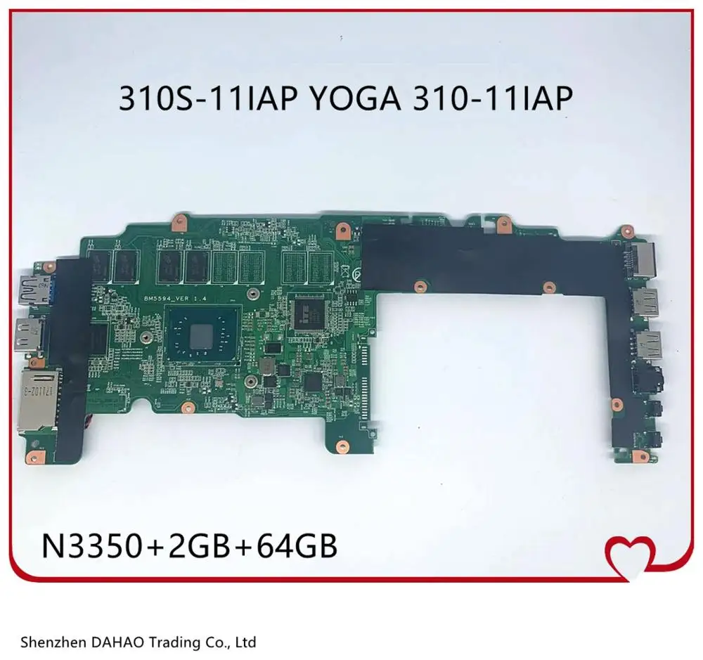 FRU: 5B20M36295 для Lenovo 310S 11IAP YOGA 310 Материнская плата ноутбука N3350 + 2 Гб 64 ГБ BM5594 BM5594_VER 100%