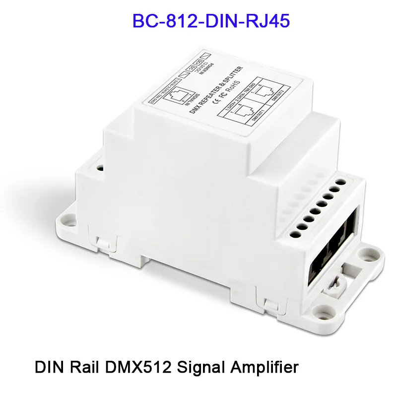 BC 812 DIN/BC DIN RJ45 DC12 24V Rail led DMX512 усилитель сигнала Один входной канал два выхода
