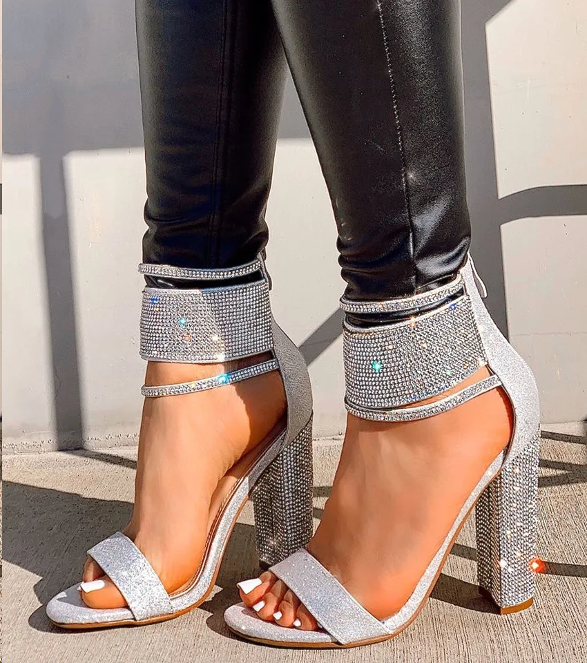 

Luxury Rhinestone Women High heel Sandals Sexy Bling Crystal High Heel Women Sandals Elegant Party Shoes Women