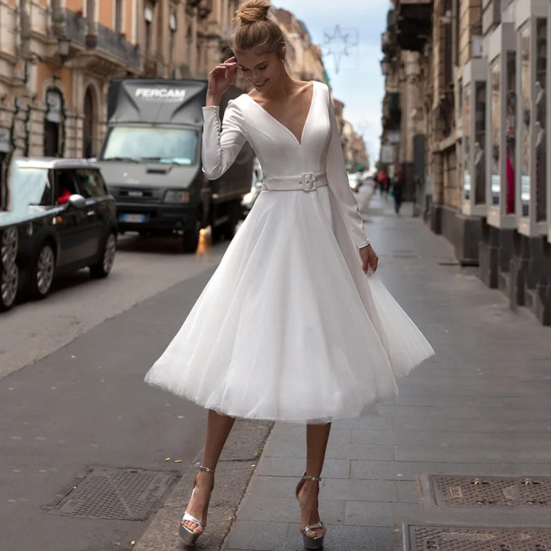 Простые короткие свадебные платья 2021 для женщин Couture дешевое свадебное платье с