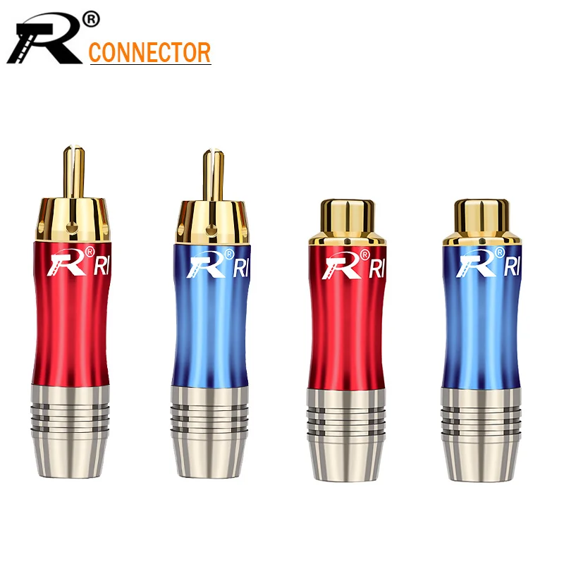 Разъем RCA 10 пар/20 шт. штекер с позолоченным аудиоадаптером синяя и красная