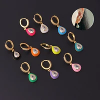 1pc rainbow painting oil cz drop pendent hoop earrings for women hoop rings ear buckle ear bone ring cartilage piercing jewelry