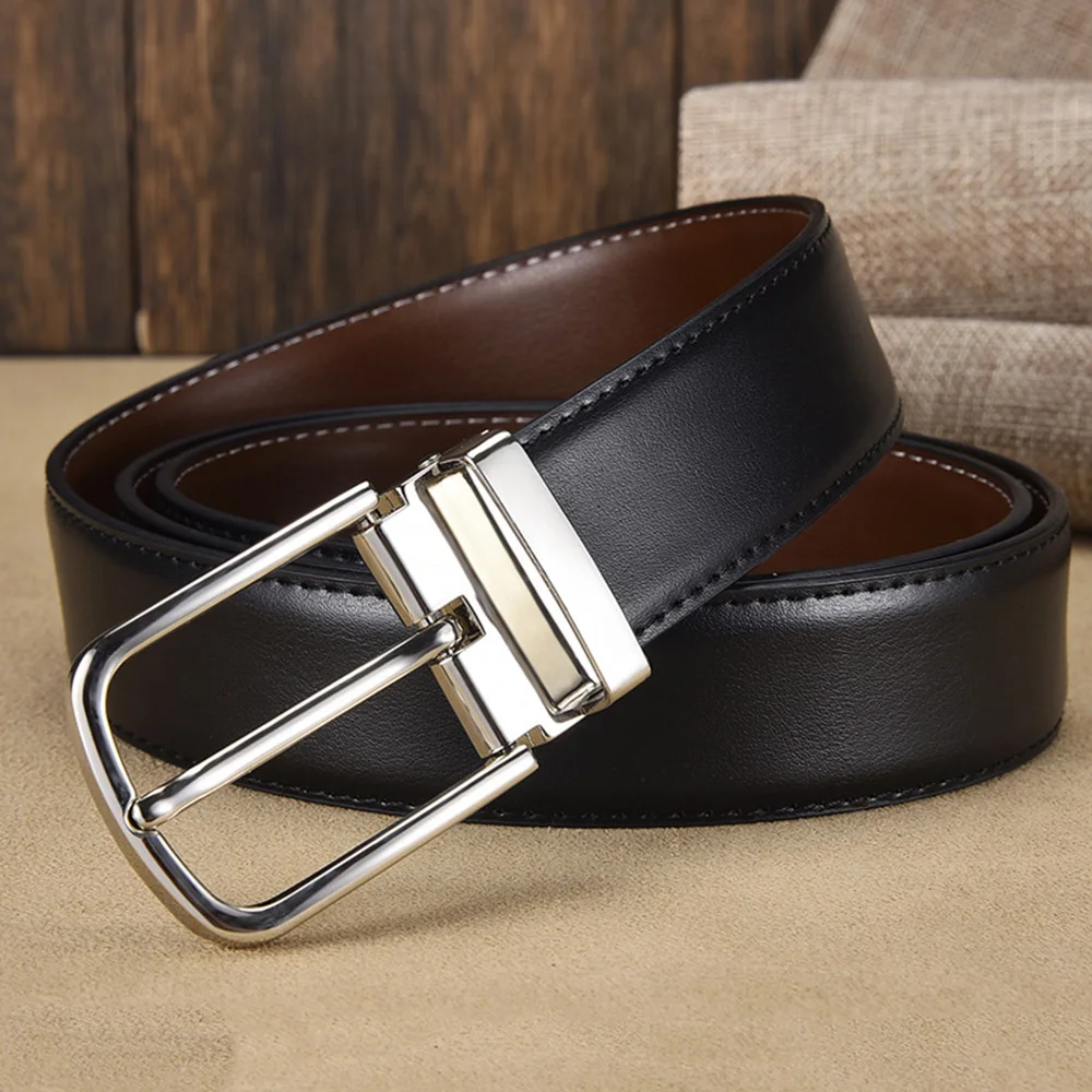 FAJARINA 2020 Mens Quality Real Cow Skin Leather Double Sided Surface Pin Buckle Belts for Men Men's Cowhide Belt Jeans N17FJ838 |