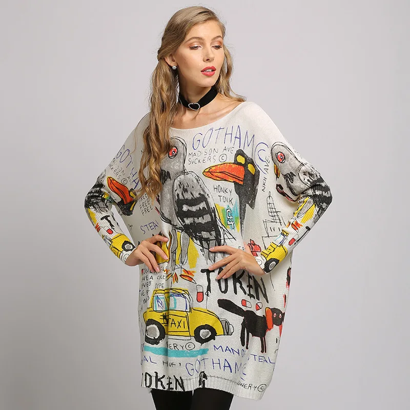 

turtleneck sweaters christmas women's eagle graffiti floral casual ladies pullover knitwear long 2019 autumn winter free ship