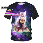 2020 новая Галактика Космос 3D футболка милая маленькая кошка ест Тако пицца смешная рубашка футболка с коротким рукавом летняя рубашка