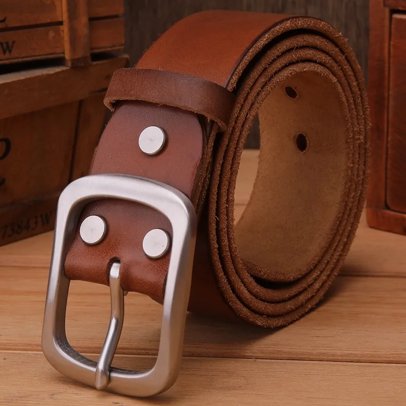 steel buckle khaki Нержавеющая сталь Пряжка ремень для мужской ремень класса люкс полное зерно Настоящее натуральная кожа дизайнерский мужской ремень высокого качества мягкий - Цвет: steel buckle khaki