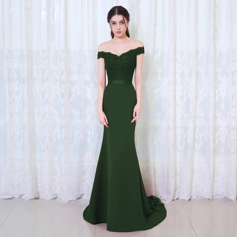 BEPEITHY Robe De Soiree Русалка бургундское длинное вечернее платье вечерние элегантные vestido de festa длинное платье для выпускного вечера с поясом - Цвет: Зеленый