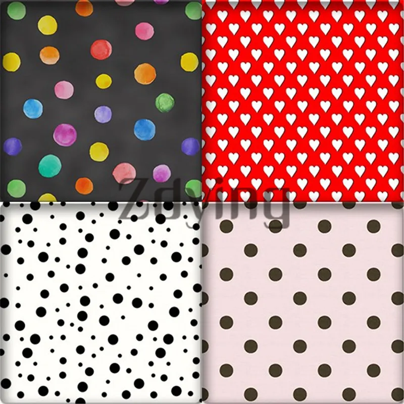 ZDYING 5 шт. красочные круглые точки узор квадратной формы стеклянный кабошон