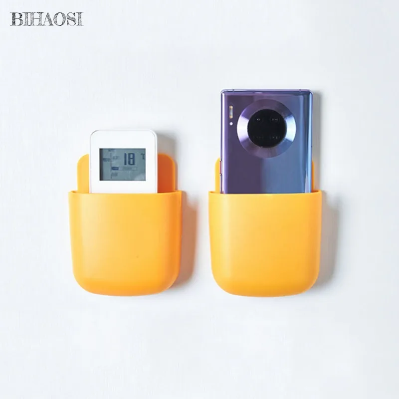 wall mounted punching free remote control storage box mobile phone remote control board shelf kitchen home office storage rack free global shipping