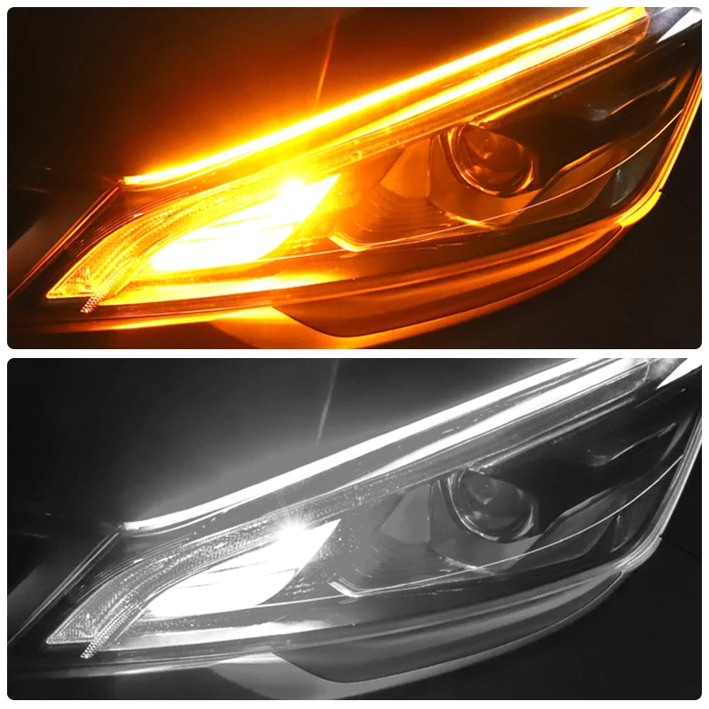 2X для Peugeot 206 207 208 301 306 308 406 407 408 3008 2008 4007 гибкий ДХО струящийся Янтарный Дневной
