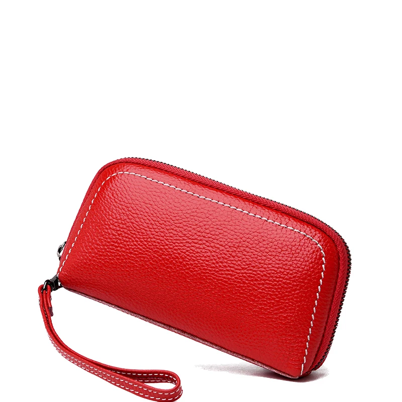 

Модный женский кошелек, Кожаный клатч для девочек, брендовый дизайнерский браслет, кошелек, мини, красный, однотонный, высокое качество, чер...