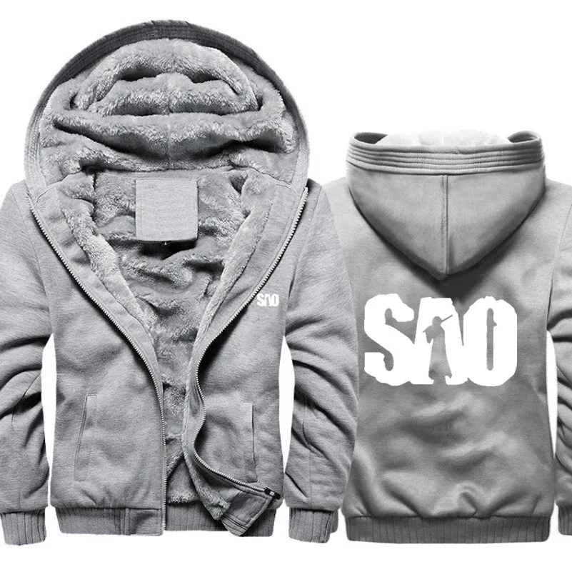 

SAO Sword Art Online Camouflage Hoodies Mens Winter High Quality Warm Thicken Fleece Zipper Sweatshirt Coat plus size Jackets 00