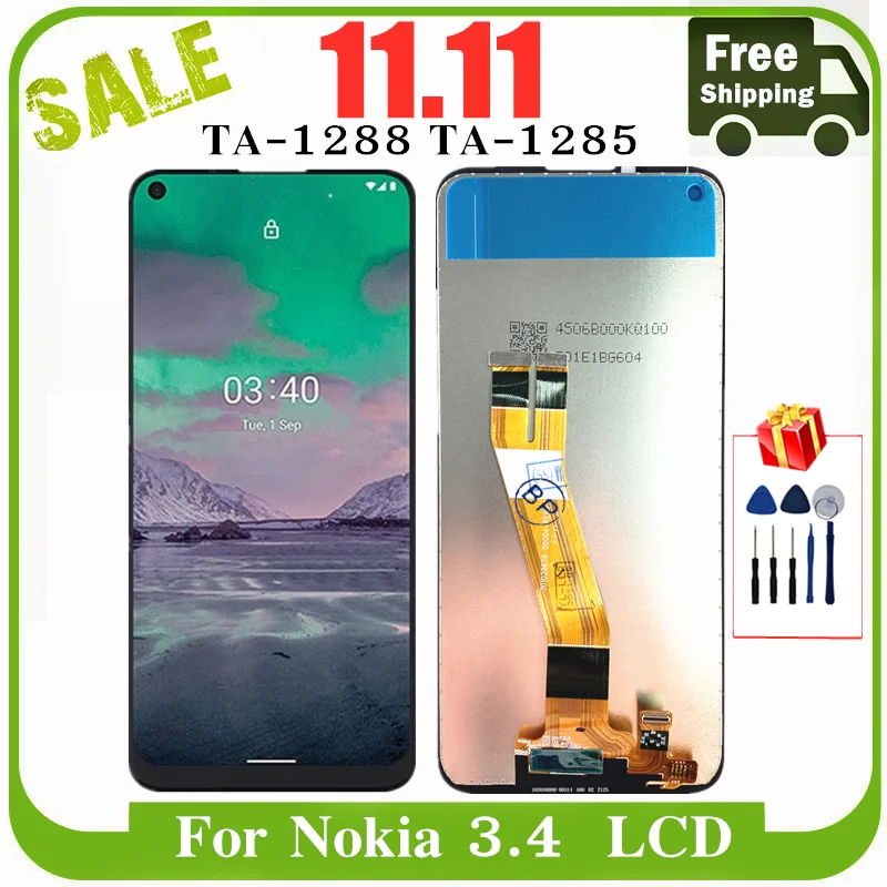 Pantalla LCD para Nokia 3,4, 6,39 ", montaje de digitalizador con pantalla t&aacute;ctil para TA-1288, TA-1285, TA-1283-0