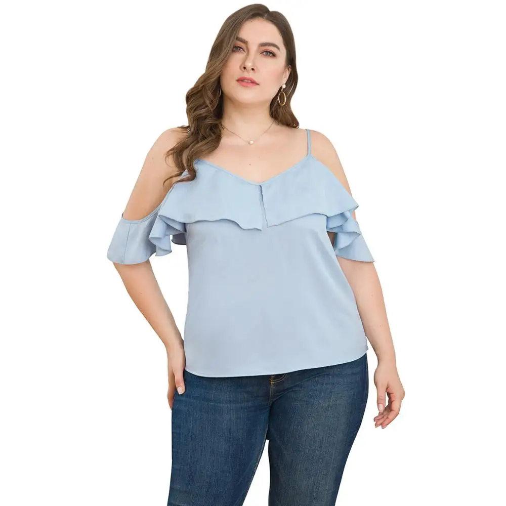 Летняя блузка и рубашка женский ремешок оборки сексуальный глубокий v-образный