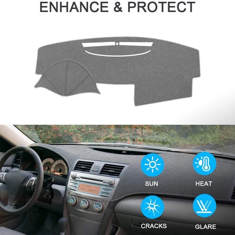 Gray Dashboard Cover Carpet Dash Mat Custom Fit Protector for Toyota Camry 2007-2011 |