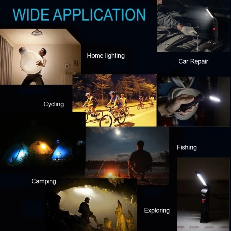 

COB Work Lights Ultra Bright LED Flashlight USB Rechargable Flashlight Portable 5 Mode Torch Inspection Repair Camping Lamp
