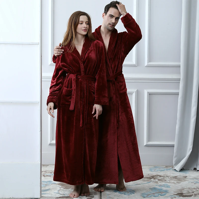 

Sleepwear Lounges Couple Homewear pyjamas Warm Fall Winter Bathrobes Women And Men Long Sleeve Camicia da notte Robe