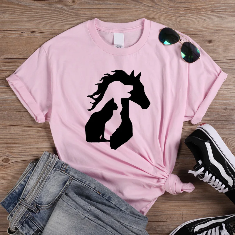 Женская футболка ONESME с принтом в виде животных для LOVER Horse собак кошек