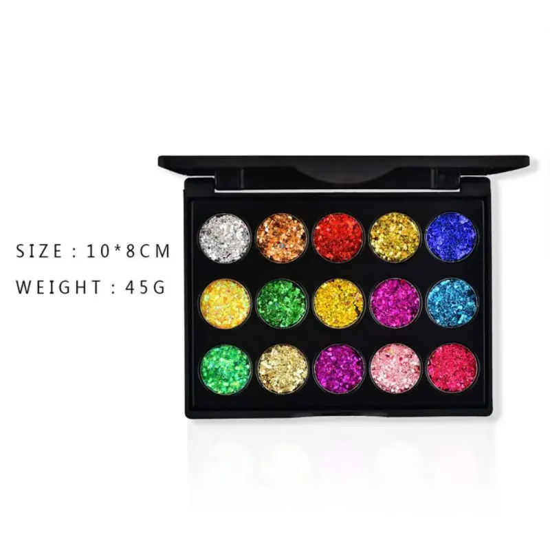 Halloween Party Eyeshadow Pallete 15 Colors Diamond Sequin Long-lasting Waterproof Glitter Eye Makeup Pallete* |