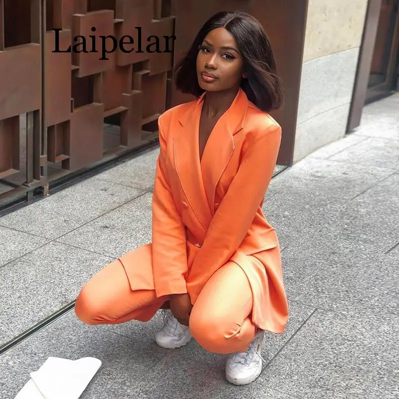Женское вечернее платье блейзер Laipelar оранжевое облегающее с глубоким v образным