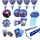 На тему Человека-паука для маленьких мальчиков за день рождения пакет для праздника вечерние Милые Чашки тарелки маски Baby Shower одноразовые столовые приборы