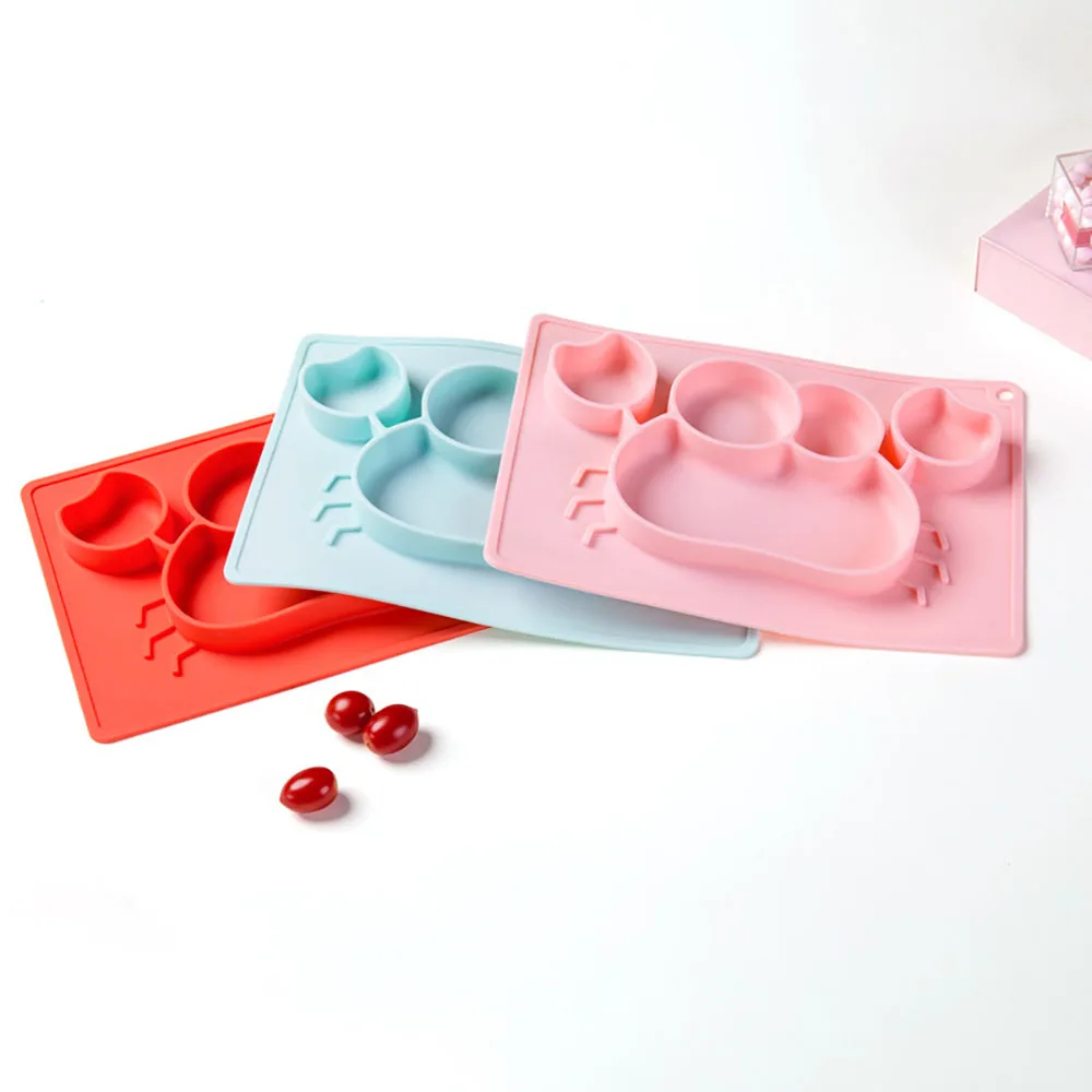 Детская безопасная силиконовая столовая тарелка BPA бесплатная твердая детская