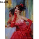 5D алмазная вышивка, домашний декор, красное платье, темпераментная красота, полностью квадратная, круглая Вышивка крестиком, подарок ручной работы, настенное искусство