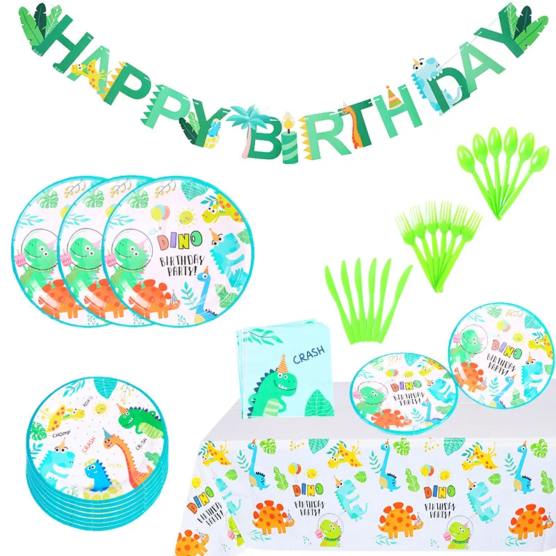 Динозавром из мультфильма тема вечерние посуда набор одноразовых Бумага