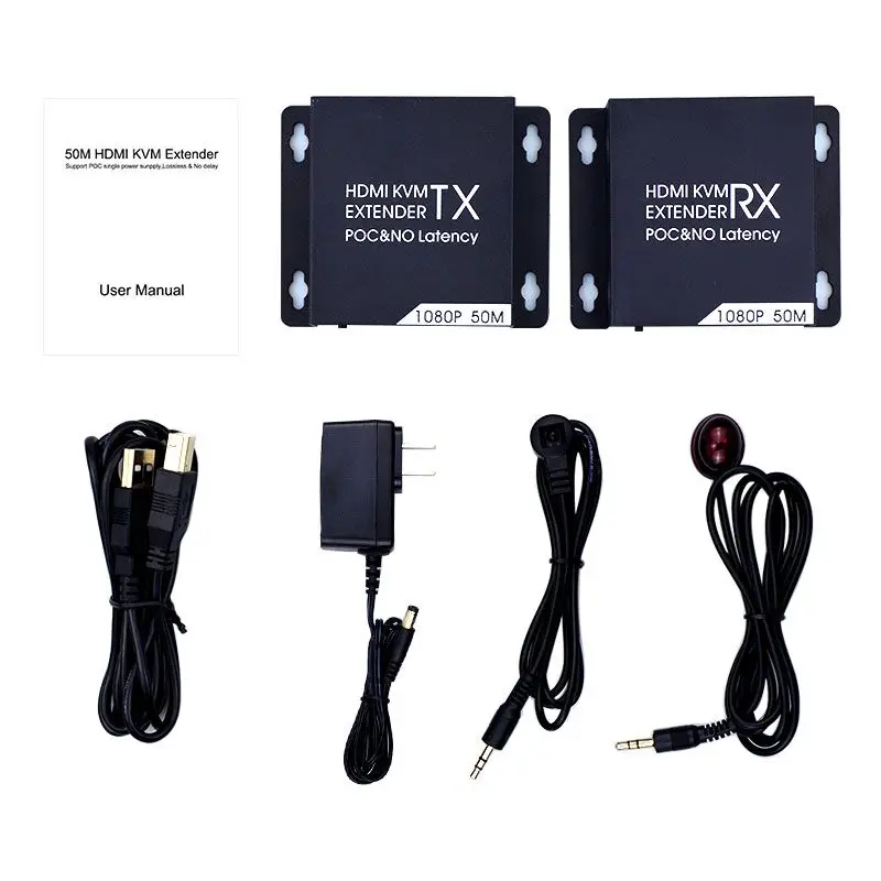HDMI KVM Extender 50m No delay for Gaming HD Transmitter and Receiver Support Mouse&ampKeyboard | Converters