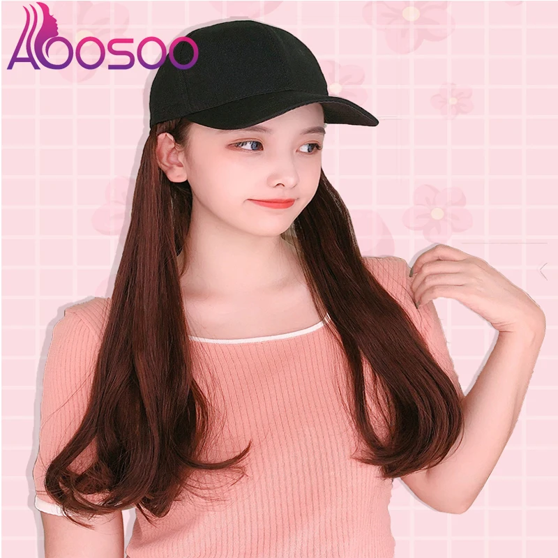 Женская бейсболка из длинных волос цельный парик натуральных на лето 2019| |