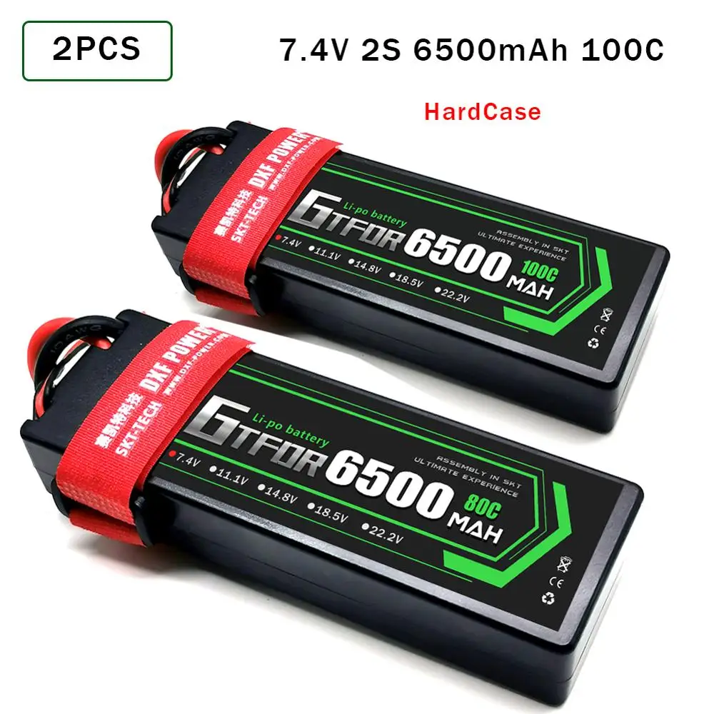 GTFDR 7 4 V lipo аккумулятор 6500mAh RC Car 100C 200C 2S Lipo перезаряжаемый с разъемом Deans для