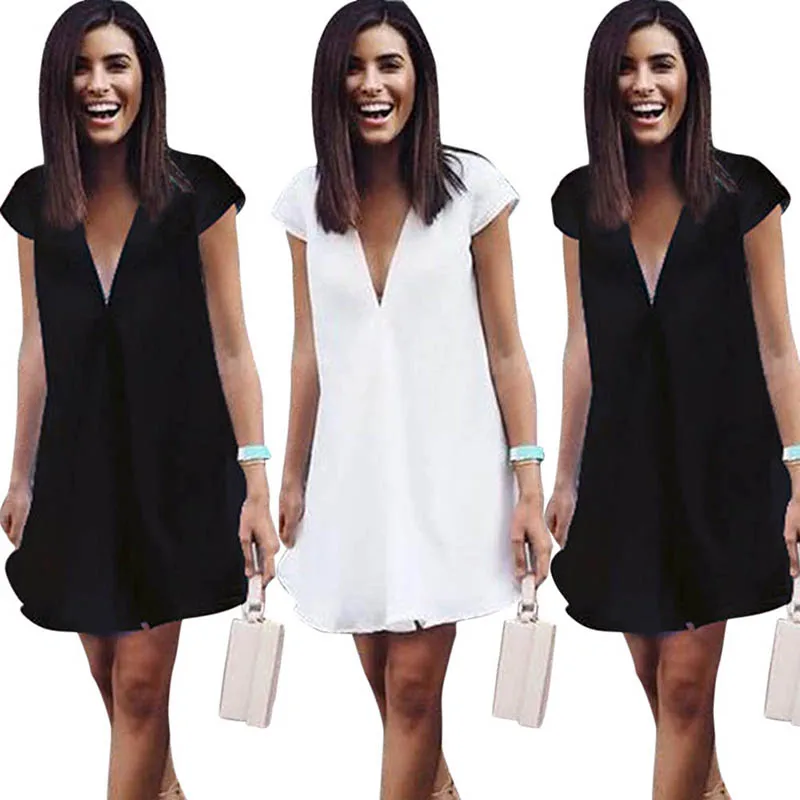 2019 г. Летнее шифоновое пляжное платье в стиле бохо модное однотонное