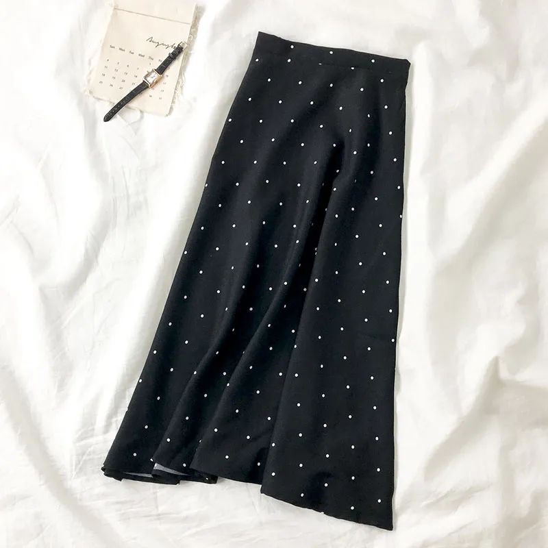 

Chiffon Polka Dot Women Skirts 2021 Summer New High Waist A-line Knee-length Office Lady Elegant Skirts Top Quality