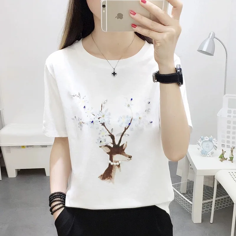 

Fashion Women Tops red T-shirts Female 2019 Summer