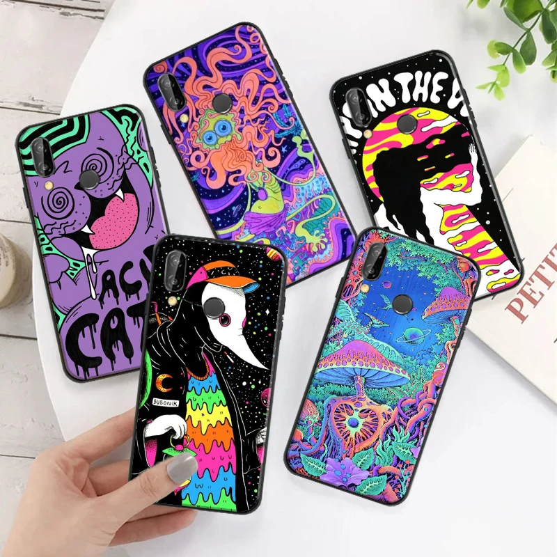 

Colourful Psychedelic Trippy Art Phone Case For Huawei P Smart Z 2019 2021 P20 P30 P40 P40 Lite Pro Mandala Chakra Yoga Coque