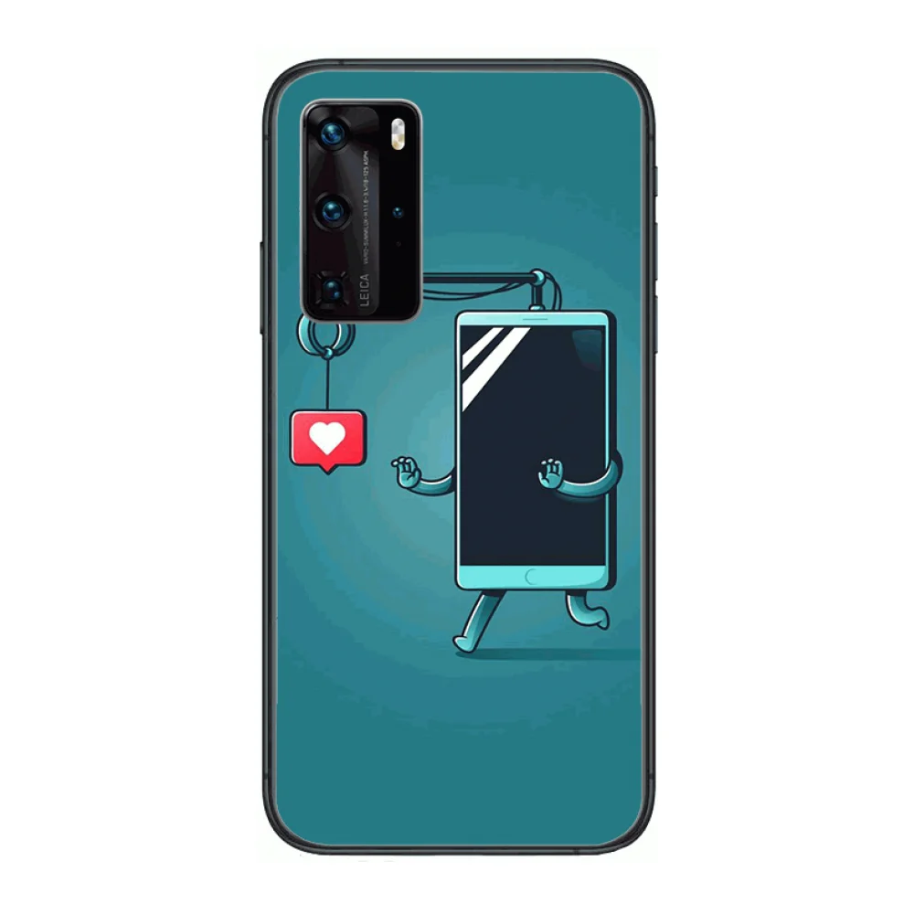 

Personality Exquisite Phone Case For Huawei P 40 30 20 10 Lite Smart Z Pro Black Etui Coque Painting Hoesjes comic fashion