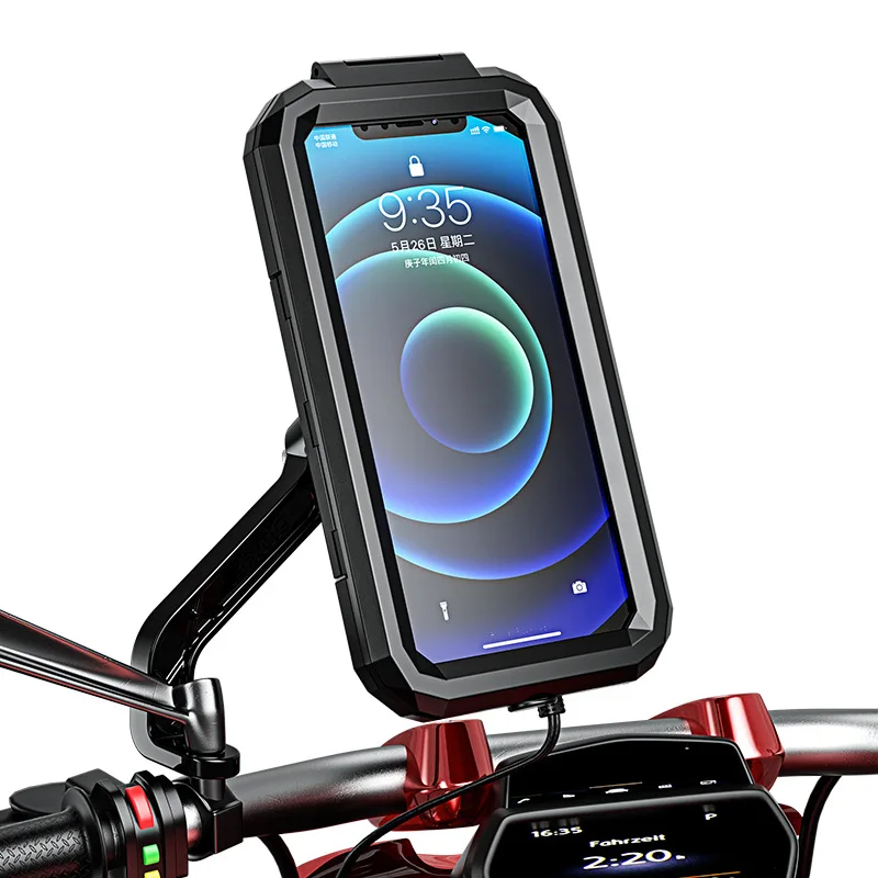 bike motorcycle phone holder waterproof handlebar rear view mirror bracket for 4 7 6 8 phone with charging port for iphone 12 free global shipping