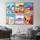 Скандинавский винтажный постер путешествия города Африки и печать Марокко Танзания Намибия Арабская Картина на холсте настенные картины Домашний декор