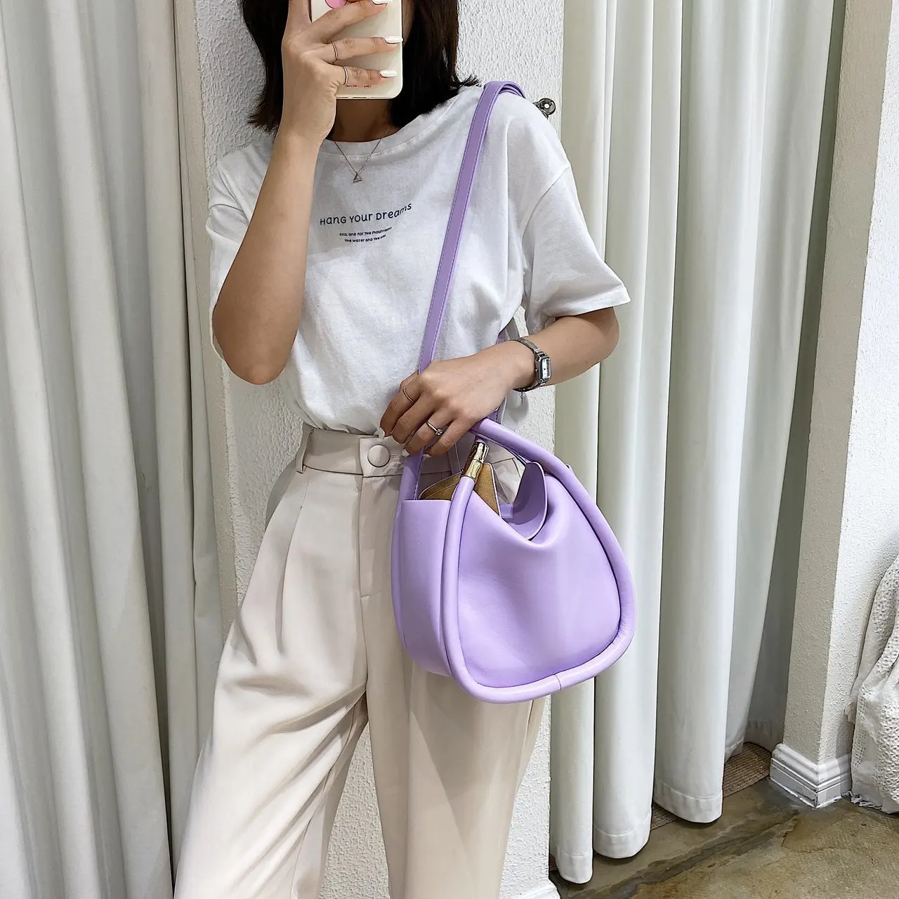 Однотонные женские сумки-мешки из искусственной кожи лето 2020 простые сумки через