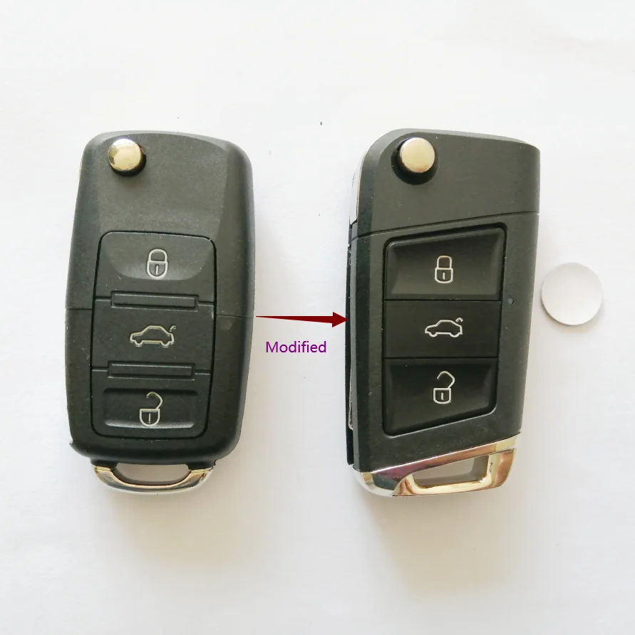 Чехол для автомобильного ключа с 3 кнопками и модифицированным логотипом чехол VW