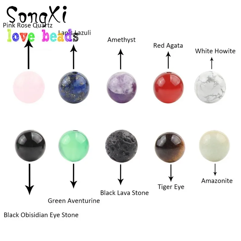 DIY Handmade 8mm Natural Stone Jewelry Kit Box Set Agates Lava Rock Bulk Beads for Making Bracelets Storage | Украшения и