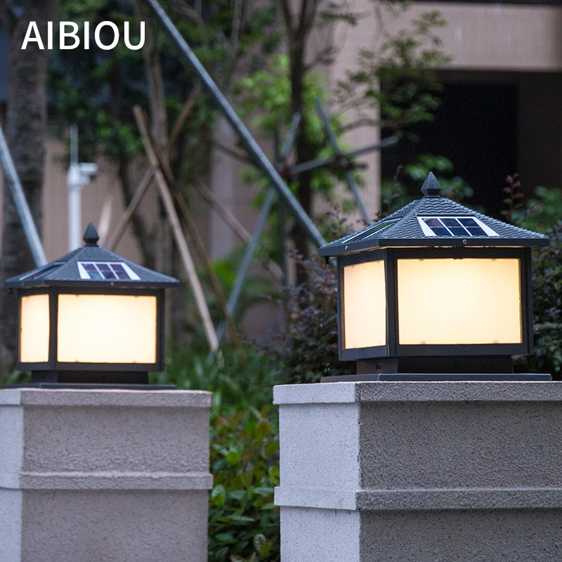 

Aibiou IP65 светодиодные солнечные столбы наружные Ландшафтные светильники с дистанционным управлением, бытовые водонепроницаемые садовые вил...