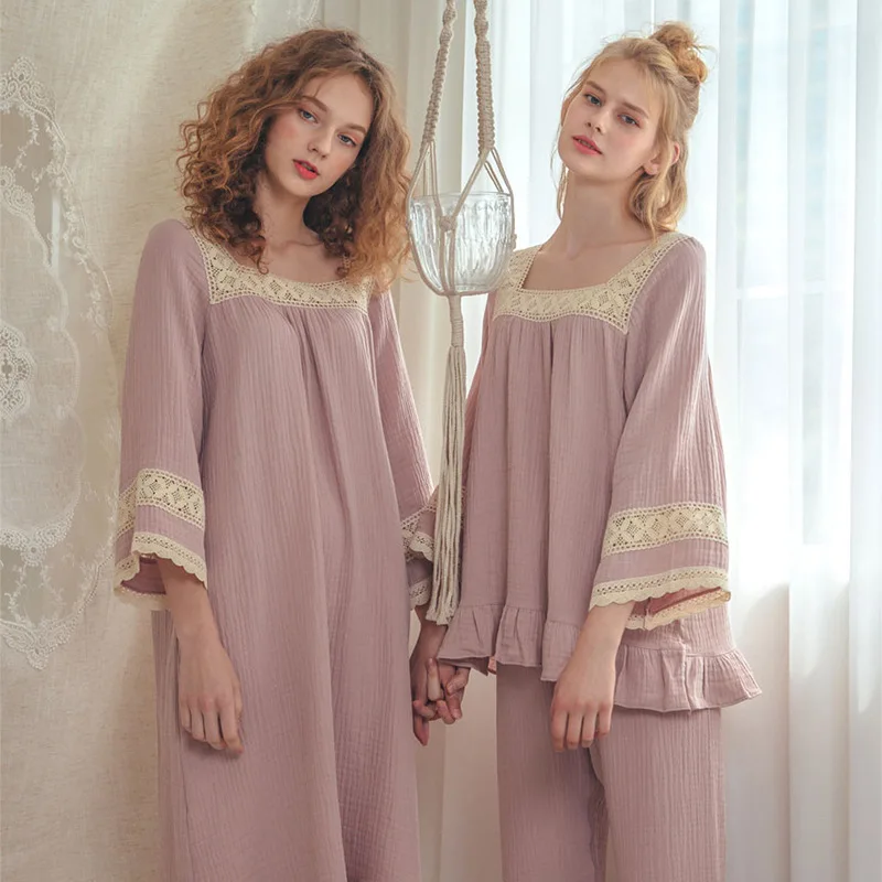 Новинка 2020 Женские винтажные хлопковые Пижамные комплекты принцессы Ночная