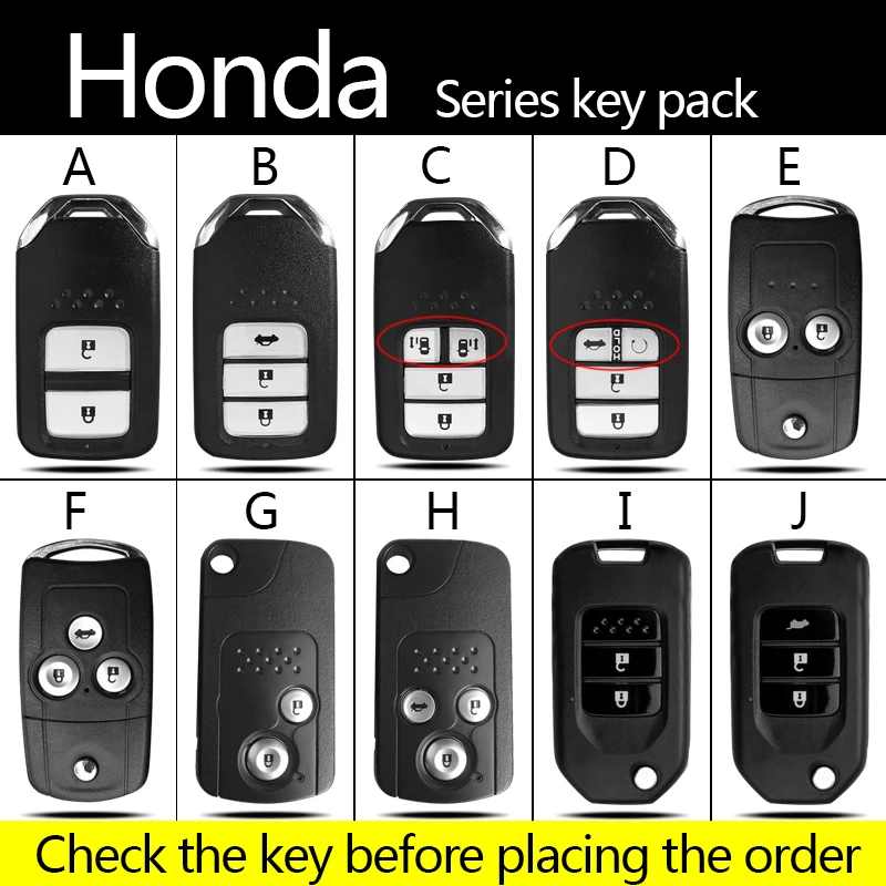 Чехол-книжка для ключей из натуральной кожи с 2 кнопками Honda Accord XRV Spirior CRV CR-V Crosstour