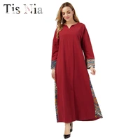 ties 2022 womens ethnic style long summer casual cotton linen ladies wine red loose robe stitching color robe femme vestidos xl