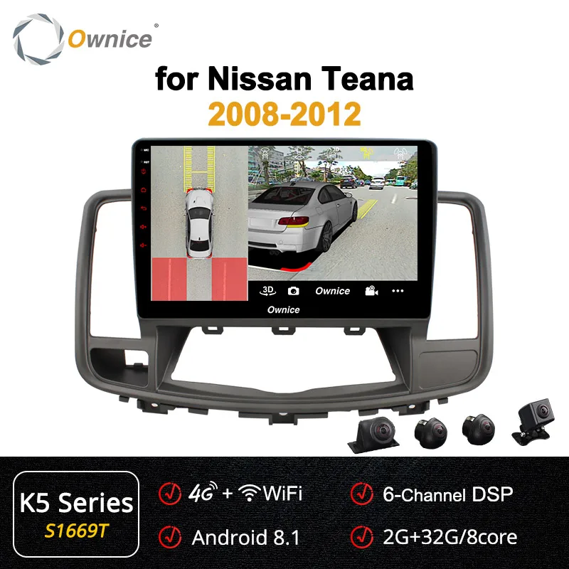 Ownice K1 K2 K3 K5 K6 2 DIN Восьмиядерный Android 8,1 автомобильный gps-навигатор для NISSAN Teana 2008-2012 радио аудио стерео dvd-плеер 4G - Цвет: S1669 K5 Series