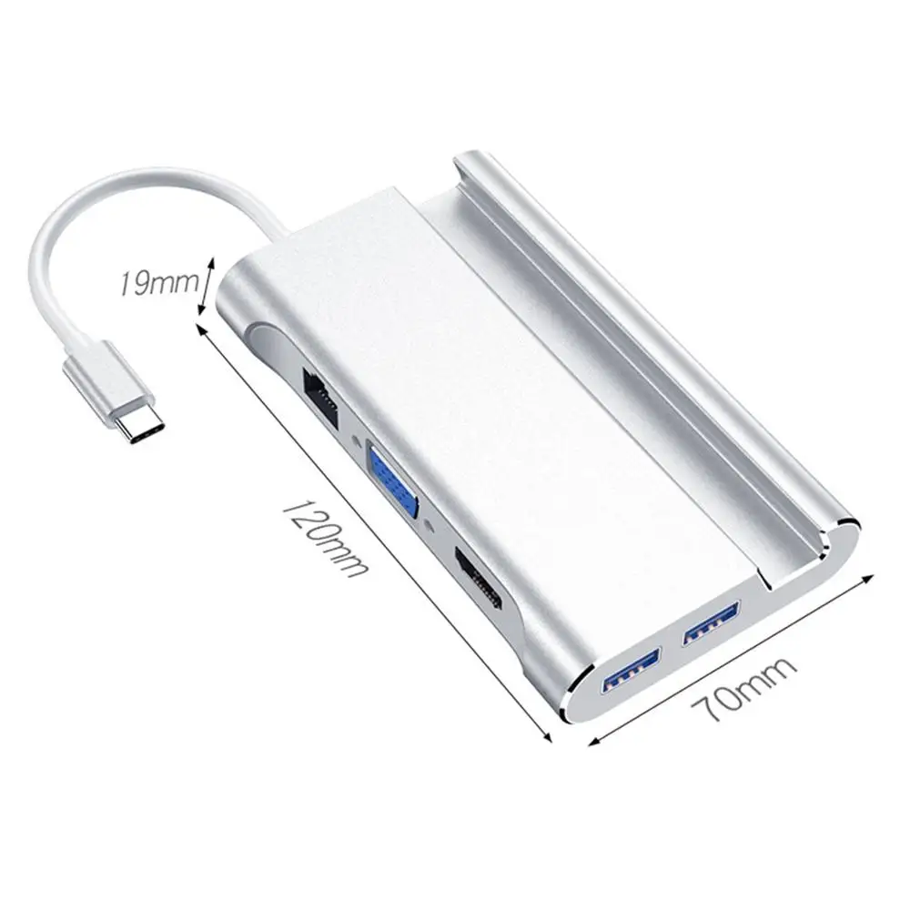 7 в 1 USB C 3 Тип до 4K совместимому с HDMI VGA Rj45 Gigabit Ethernet портами (стандарт 0 Порты и