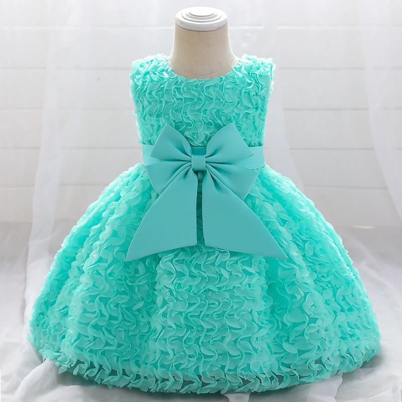 

Newborn Green Baptism Dress First Birthday Dress For Baby Girl Clothes Bow Princess Dresses Party Dress Backless 0-24Month Gift