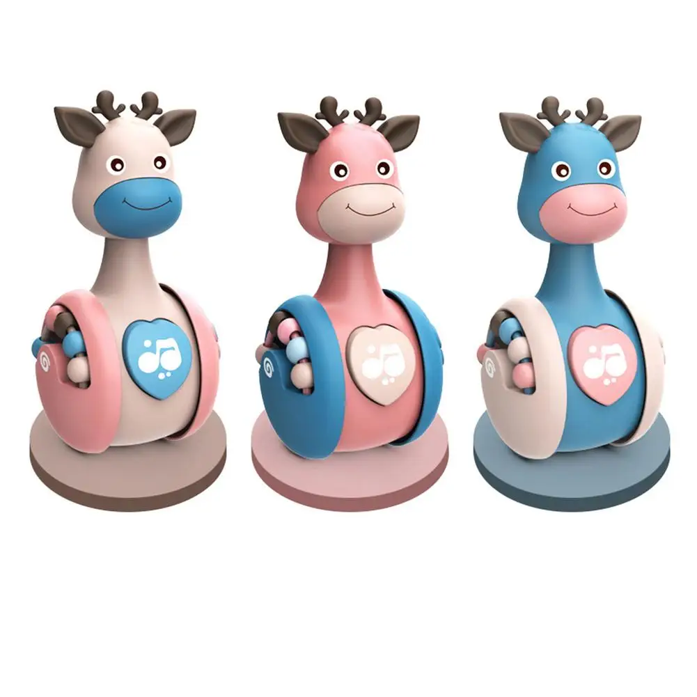 1PC Fawn Baby Slip Tumbler Rattle Learning Educational Toys Newborn Grasp Hand Bell Phone Button Twisting Random Color |